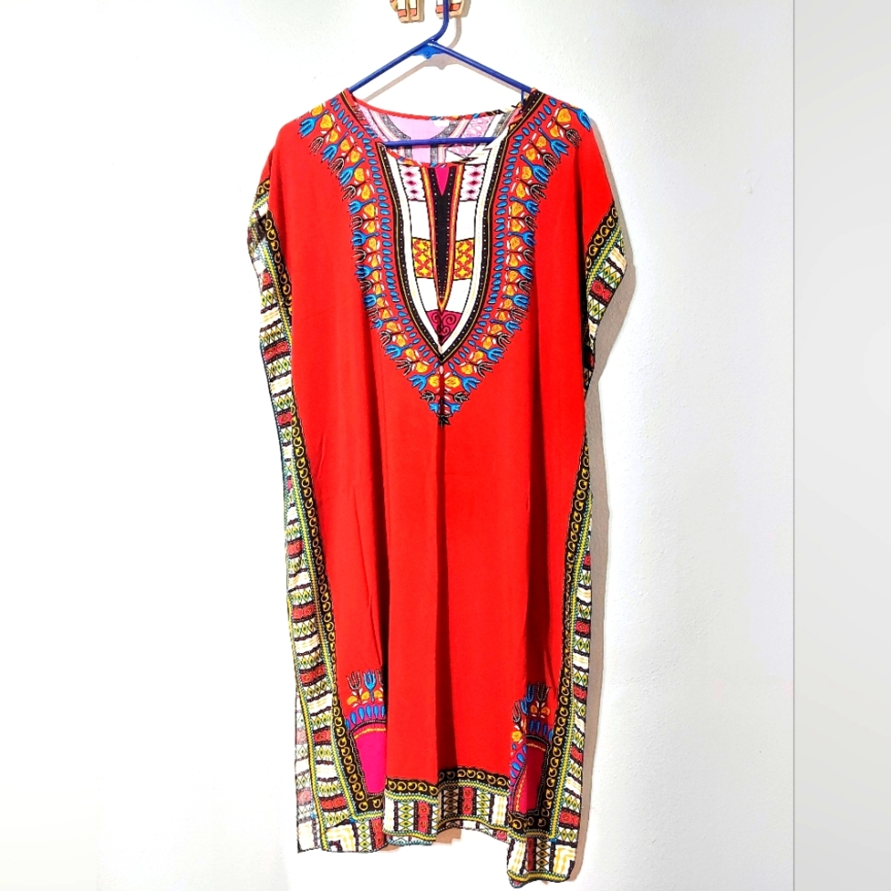 Dashiki Style African Dress poncho Caftan Pullover - soft fabric - one size